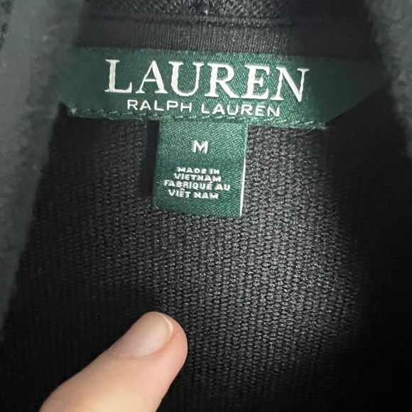 Lauren Ralph Lauren Black Open Front Shark Bite Hem Lightweight Open Cardigan M - Picture 12 of 13